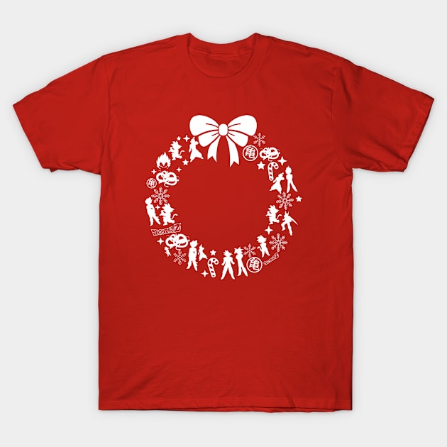 Dragon Ball Z Christmas Wreath Pattern T-Shirt by Rebus28